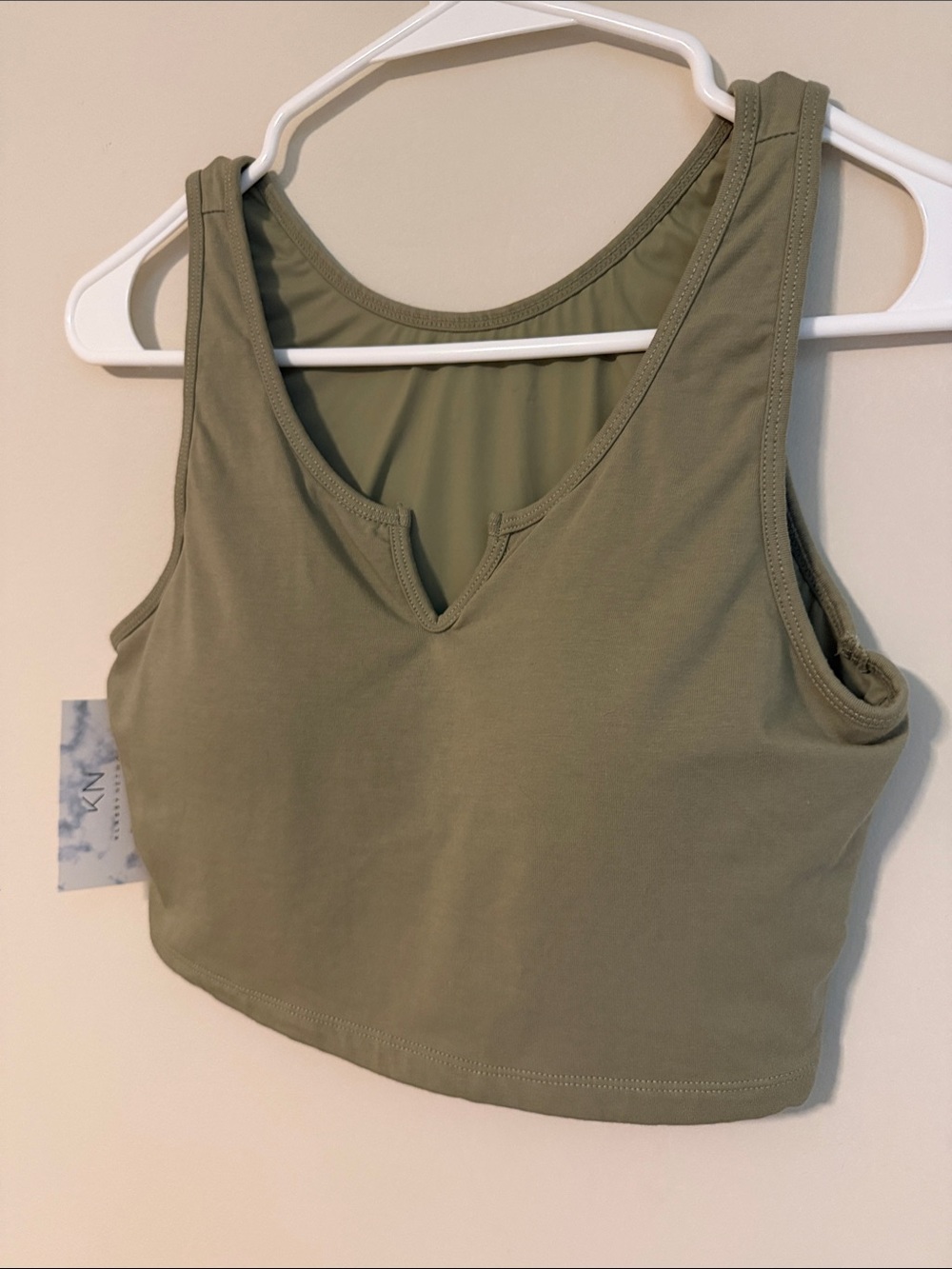 Sage Green Women's Tank Crop Top w/support